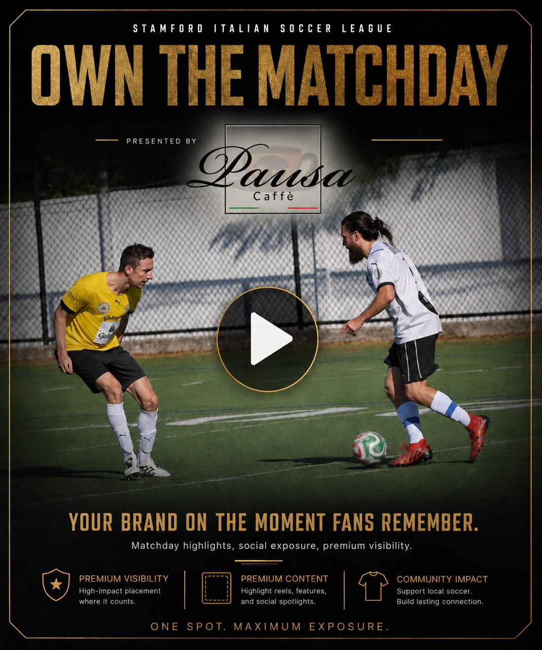 Own the Matchday — sponsor presented-by branding on league matchday media