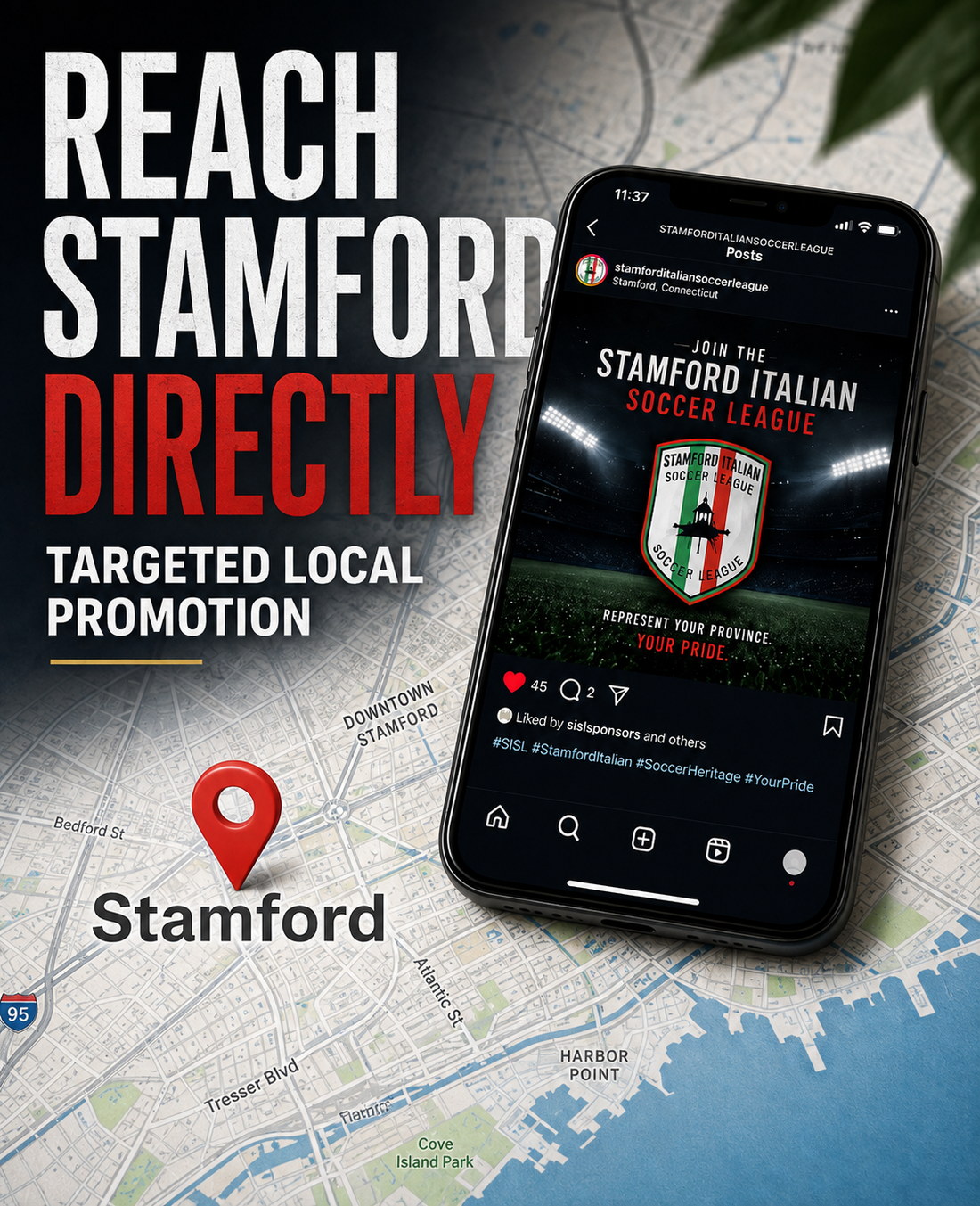 Reach Stamford Directly — targeted local promotion of the league on social media