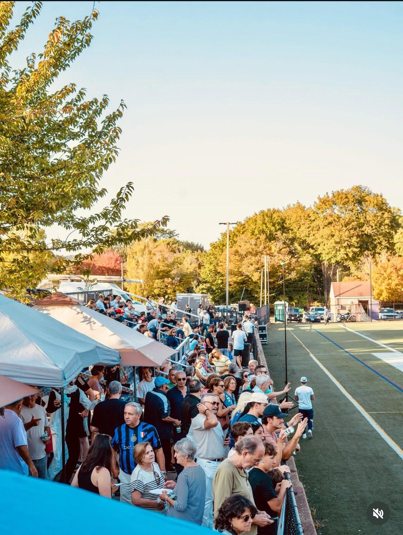 Crowds gathered along the sideline during the Stamford Italian Soccer League Finals Celebration