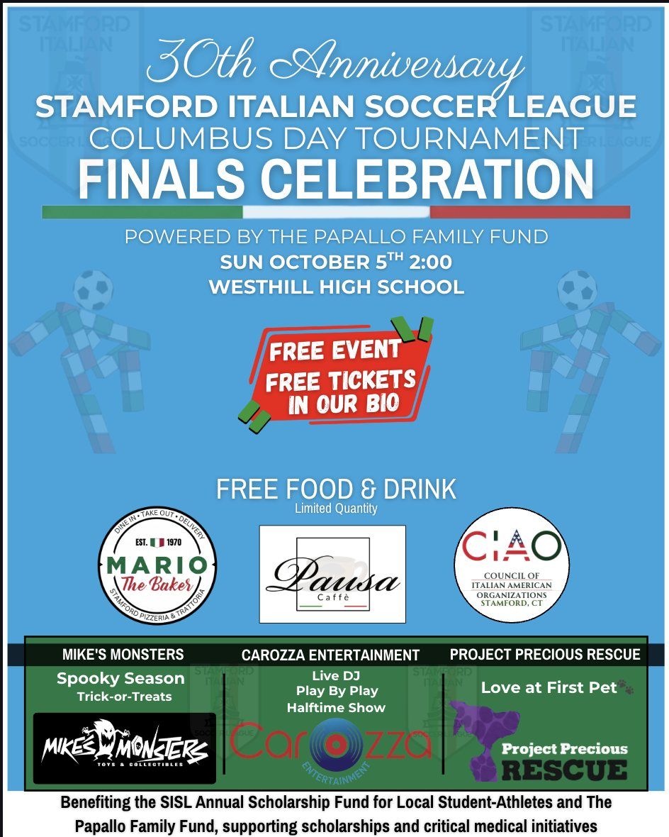Stamford Italian Soccer League 30th Anniversary Columbus Day Tournament Finals Celebration